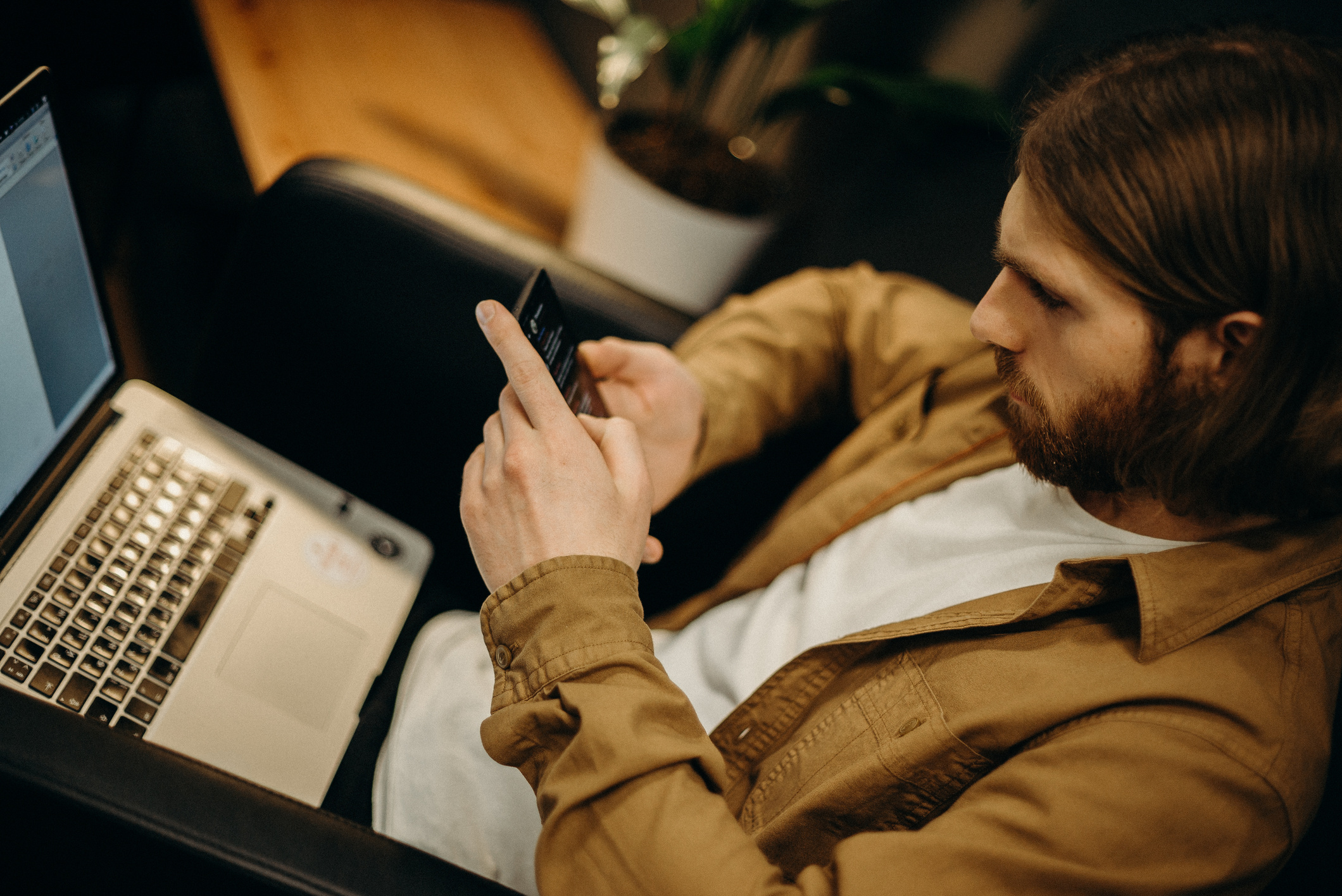 Man Using His Smartphone